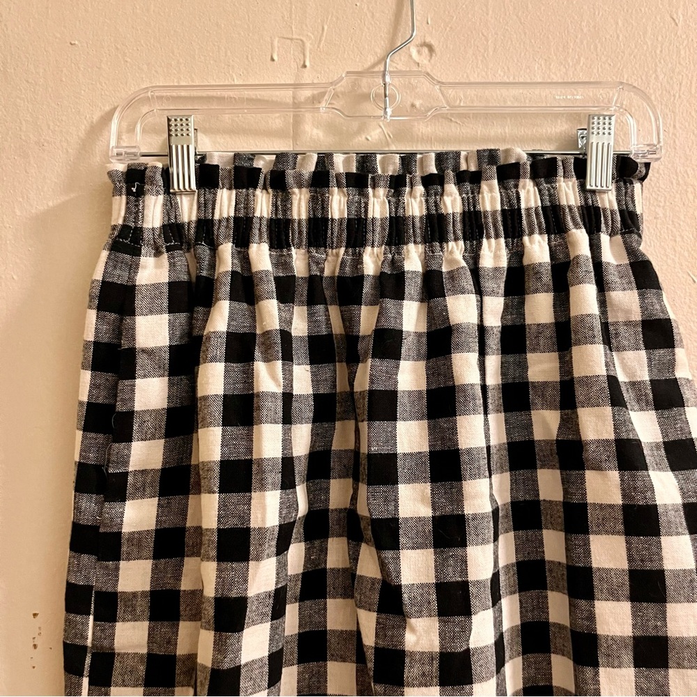 J. Crew Black & White Plaid Gingham High Waist Scallop Hem Skirt Pockets - Picture 8 of 14